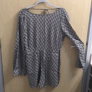 Romper, black and white pattern, size large.